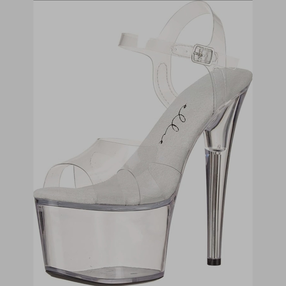 Ellie Clear Platform Stiletto Sandals with Silver Heel